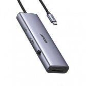 Adapteris Ugreen CM498 USB-C to 2xUSB-A + USB-C + HDMI + SD/TF + PD pilkas