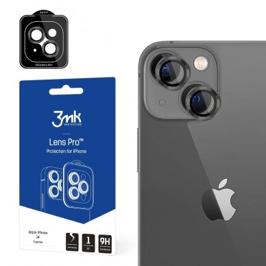 Apple iPhone 15 apsauginis stikliukas kamerai 3mk Lens Pro juodas