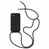 Apple iPhone 12 dėklas Strap Silicone Case juodas