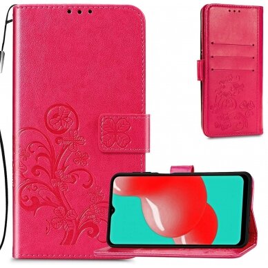 Samsung A145 A14 4G/A146 A14 5G dėklas Flower Book rožinis-raudonas