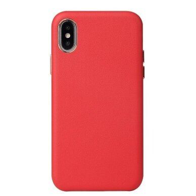 Apple iPhone 12 dėklas Leather Case raudonas
