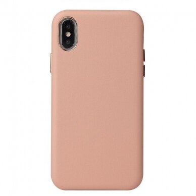 Apple iPhone 12 dėklas Leather Case rožinis