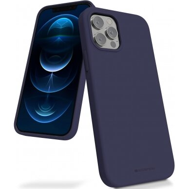 Apple iPhone 15 Plus dėklas Mercury Silicone Case tamsiai mėlynas