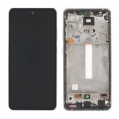 Ekranas Samsung A525 A52 4G/A526 A52 5G su lietimui jautriu stikliuku ir rėmeliu baltas originalus (service pack)