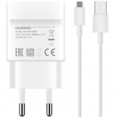 Įkroviklis originalus Huawei HW-050100E01 + kabelis MicroUSB 1m be pakuotės baltas