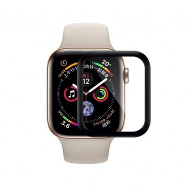 Apple Watch 44mm LCD apsauginis stikliukas 3D Full Glue juodas