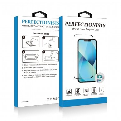 Apple iPhone 15 LCD apsauginis stikliukas 3D Perfectionists juodas