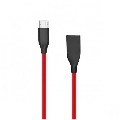 Silikoninis kabelis USB-Micro USB (raudonas,2m)