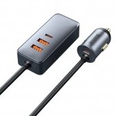 Transmiteris Baseus Bluetooth MP3 grotuvas/FM bangų moduliatorius (laisvų rankų įranga,2xUSB,2xType-C) 120W pilkas CCBT-A0G