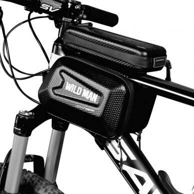Universalus telefono laikiklis WILDMAN E6S 1L 4"- 7" dviračiui su jutikliniu ekranu ir užtrauktuku juodas