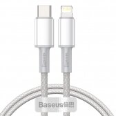 USB kabelis Baseus High Density Braided PD20W Type-C to Lightning 1.0m baltas CATLGD-02