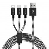 USB kabelis Dux Ducis "K-ONE" 3in1 MicroUSB-Lightning-Type-C FastCharging 1.2m