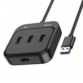USB šakotuvas Hoco HB31 Easy 4-in-1 converter USB to USB3.0 + 3xUSB2.0 0.2m juodas