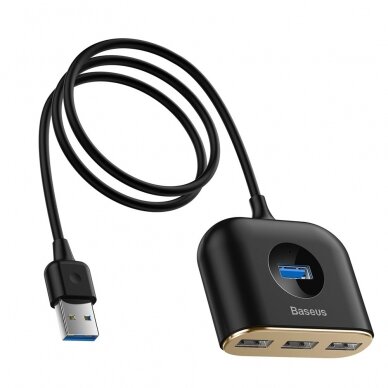 USB įkrovimo adapteris Baseus Square round 4 in 1 (USB3.0 TO USB3.0*1+USB2.0*3) 1m juodas CAHUB-AY01