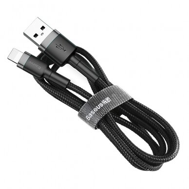 USB kabelis Baseus Cafule USB-A to Lightning 1.5A 2.0m pilkas-juodas CALKLF-CG1