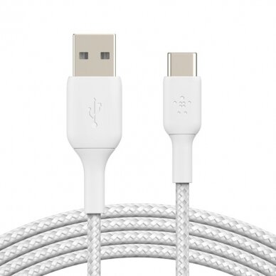 USB kabelis Belkin Boost Charge Braided USB-A to USB-C 1.0m baltas