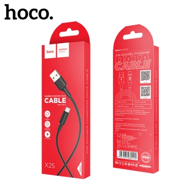 USB kabelis HOCO X25 Type-C 1m juodas