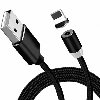 USB kabelis Magnetic microUSB magnetinis 1.0m juodas