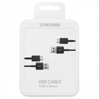 USB kabelis originalus Samsung EP-DG930 Type-C 1.5m  2vnt. pakuotėje juodas
