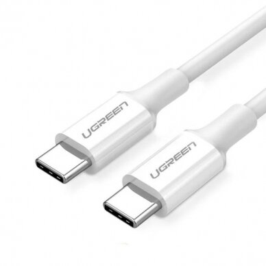 USB kabelis Ugreen US264 USB-C to USB-C 3A 1.0m baltas