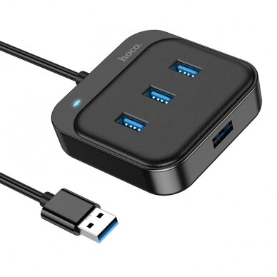 USB šakotuvas Hoco HB31 Easy 4-in-1 converter USB-4xUSB3.0 juodas